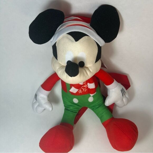 NWT Kids Mickey Mouse Plush Backpack Stuffed Toy Disney Holiday Christmas - Picture 2 of 9